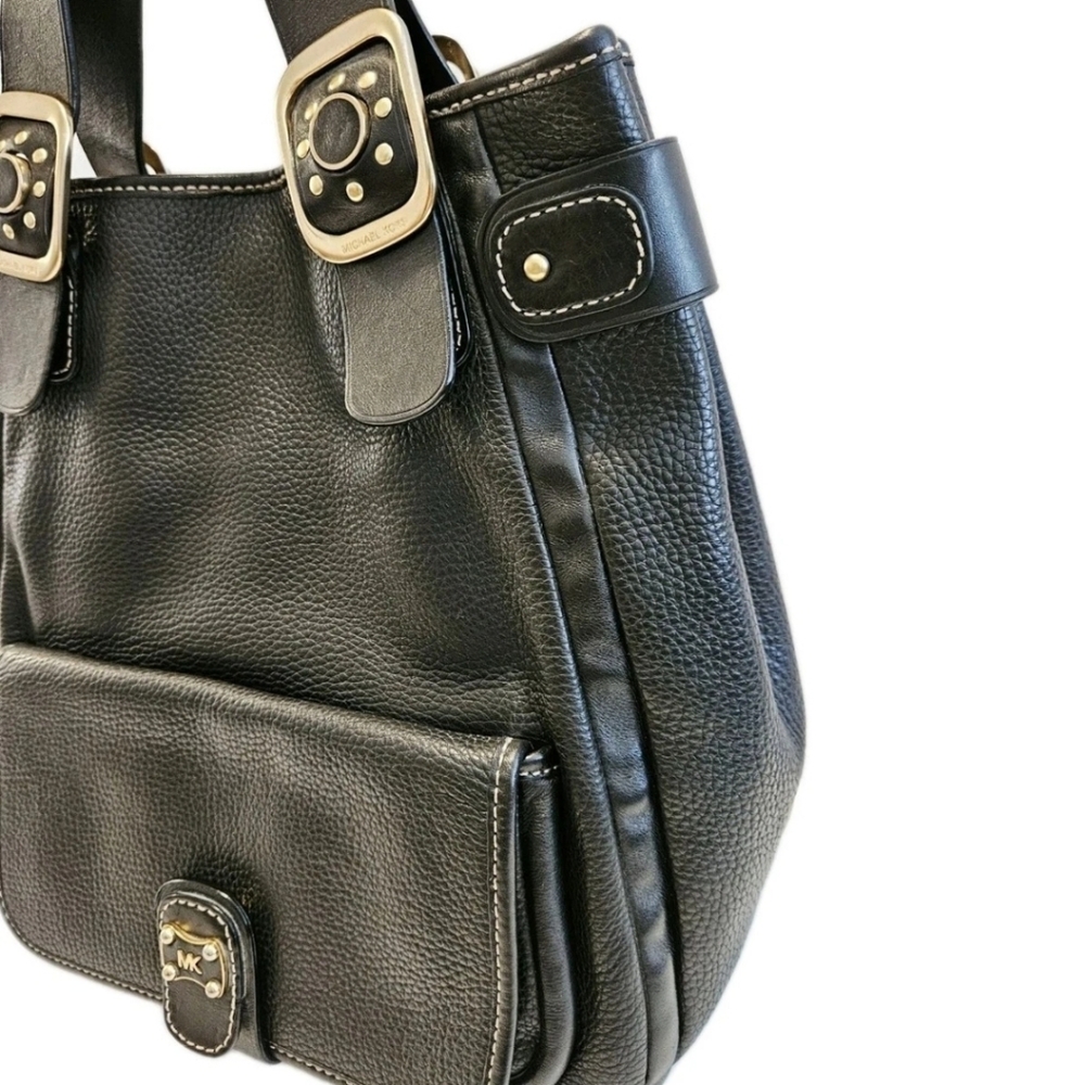 Vintage Michael Kors Black Leather Hobo Tote Bag EUC - Picture 3 of 15